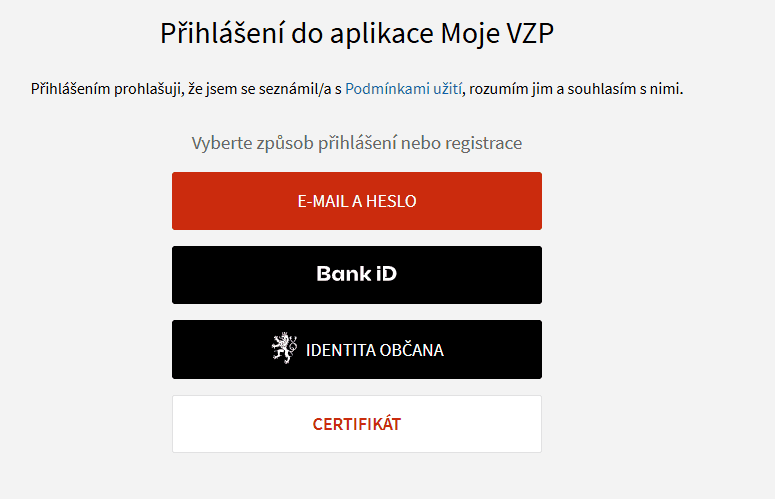 Přihlášení do Moje VZP